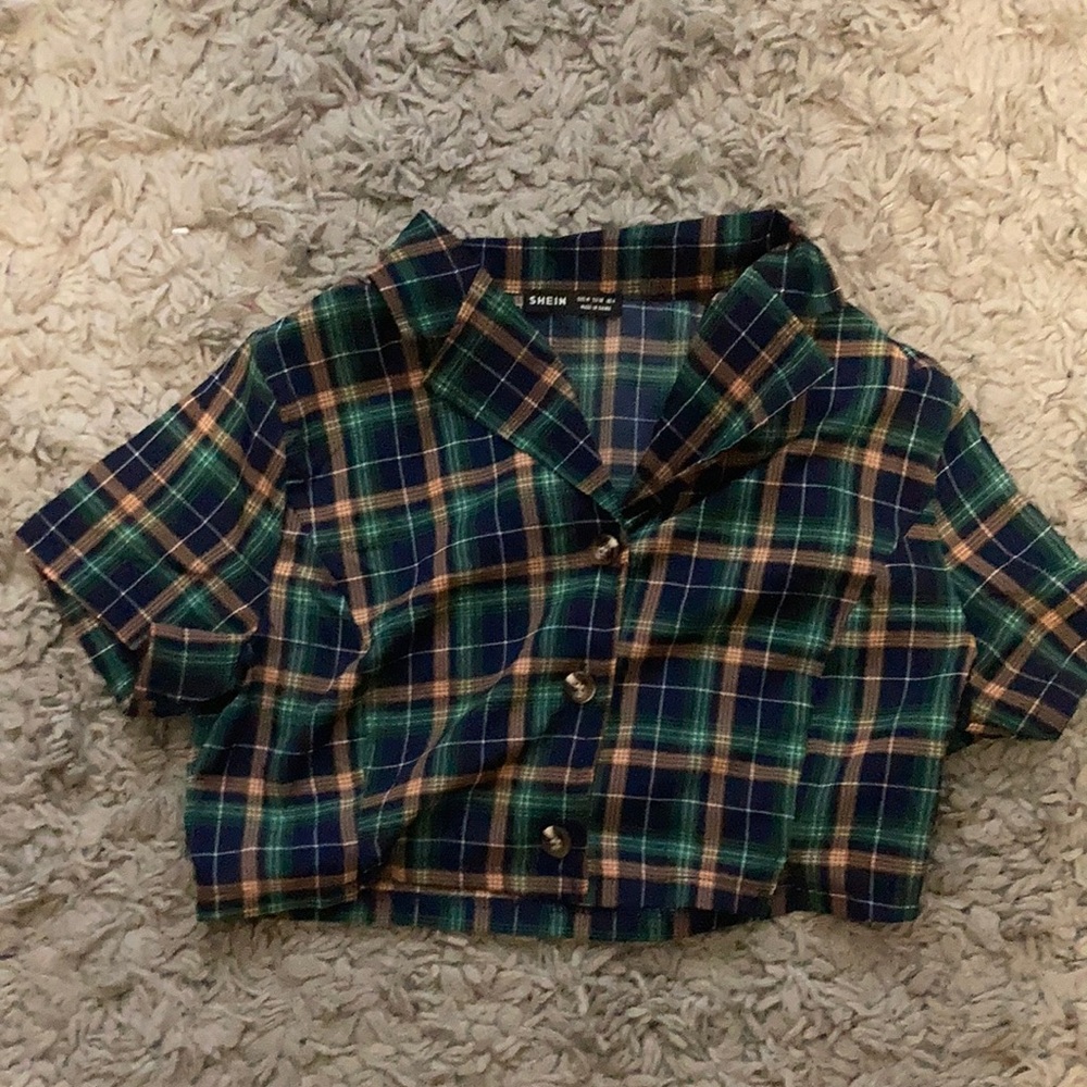 Shein button down crop top